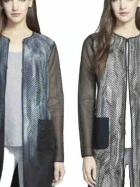Ellie Tahari Melody Mesh Jacket Blazer Reversible Cardigan Sz M $495